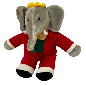 BABAR Elephant Vintage Macy's Exclusive 1988 GUND plush CHRISTMAS Red Green 15” - Picture 1 of 8