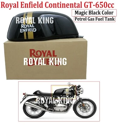 Royal Enfield "RÉSERVOIR DE CARBURANT ESSENCE MAGIQUE NOIR" pour Continental ... - Photo 1/4