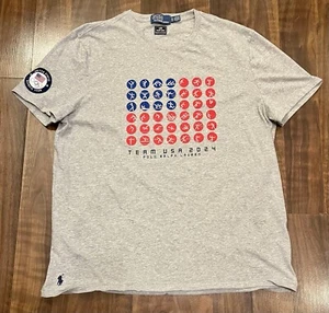 Olympic Team USA T- Shirt Polo Ralph Lauren 2024 gray with patch - Picture 1 of 9
