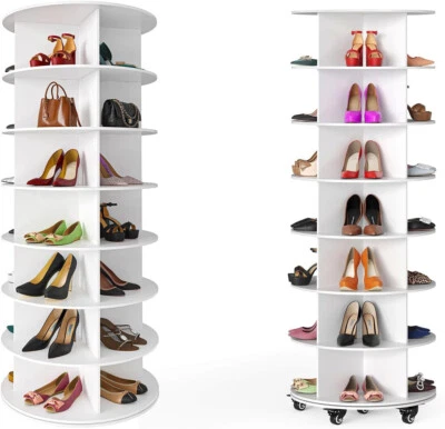 SpaceAid 7 Tier Rotating Shoe Rack Tower with Wheels, Revolving 360 Shoe Rack St - Image 1 of 4