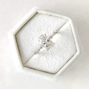 1.50 Ct GIA IGI Certified Lab Grown Diamond Engagement Ring Oval 950 Platinum - Picture 1 of 10