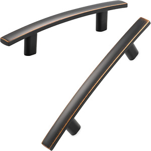 Solid Curved Bar Cabinet Pull – Oil Rubbed Bronze Furniture Arch Handle, 3 Inch/