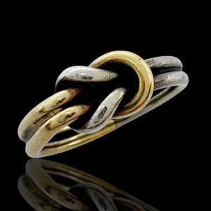 Authentic estate James Avery 14K & sterling silver original Lover's Knot ring - Picture 1 of 2
