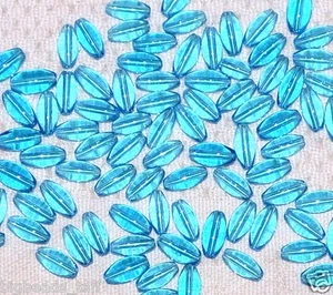 30pcs oval blue transparent crystal glass beads approx. 9mm long - Picture 1 of 1