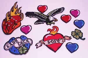 Apliques de hierro Tattoo Inc. - dama afortunada, amor, corazones, llamas - Imagen 1 de 1