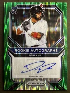 2021 Prizm Derek Hill RC #RA-DH Rookie AUTO Green Shimmer Prizm 3/5 Tigers - Picture 1 of 2