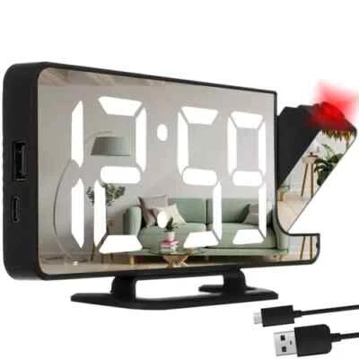 LED Wecker Projektionswecker Spiegel 4-in-1 Digital Tischuhr Alarm Alarmwecker - Bild 1 von 4