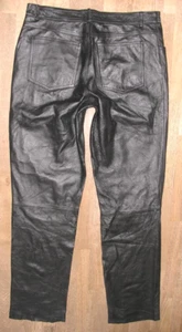 JCC Hommes - PANTALON EN CUIR Noir En Cuir Lisse Taille 50 Environ W34-35 / L33 - Picture 1 of 4