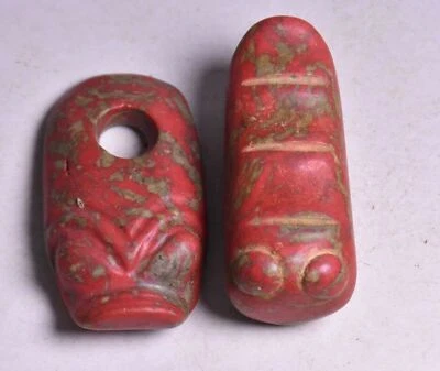 6CM China Hongshan Culture Red Turquoise Double Tortoise Shell Amulet Pendant - Image 1 of 4