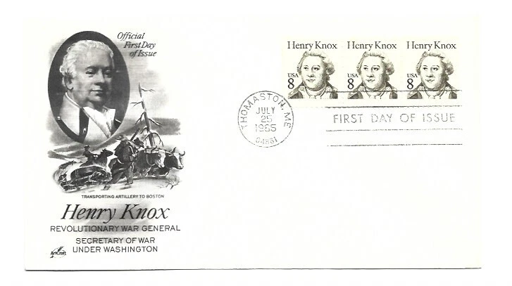 1851 8c Henry Knox ArtCraft strip of 3 FDC - Image 1 of 1