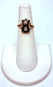 Vintage 10k Yellow Gold Black Onyx Eastern Star Ring 5.75 - Picture 1 of 7