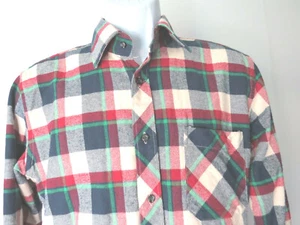 SHARP L TARTAN PLAID FLANNEL Red White Blue Green by GLEE Up Long Sleeve Button - Picture 1 of 5