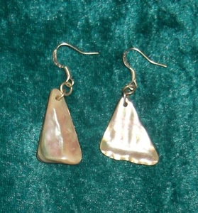 SHELL EARRINGS, ABALONE SHELL, PIERCED SHEPHERDS HOOK, NEW, AUSTRALIAN MADE - Picture 1 of 2