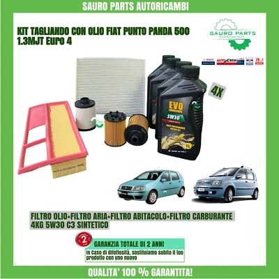 KIT TAGLIANDO 4 FILTRI + 4 KG OLIO 5W30 FIAT PANDA/PUNTO/500 1.3 Multijet EURO 4 - Immagine 1 di 4