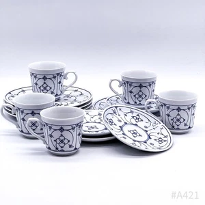 Vintage Forma Marienbad Ingres blanco servicio de café flor de paja indio azul 14 piezas - Imagen 1 de 12
