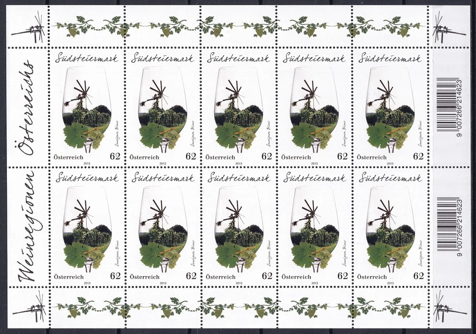 Austria 2013 Wine / Grapes MNH Full sheet - Image 1 of 1