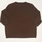 Talbots Woman Pure Cashmere Sweater Plus Size 3X Brown Crew Neck 3/4 Sleeve