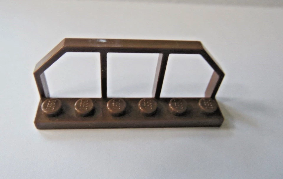 LEGO One Brown Modified Plate with Rail TRAIN WAGON END Fence Bridge 9496 - Image 1 of 1