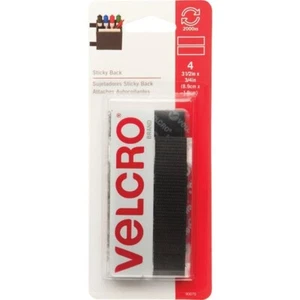 (12-4pk)-VELCRO Brand 3/4 In. x 3-1/2 In. Black Sticky Back Hook & Loop Strips - Picture 1 of 1