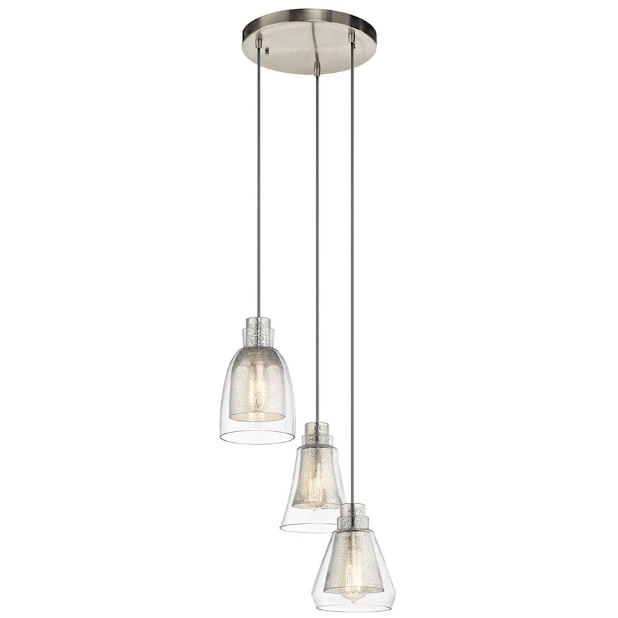 Kichler Evie 3 Light Pendant in Brushed Nickel 43627NI