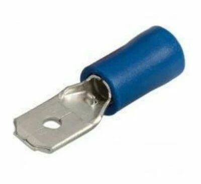 25x Blue or Red 6.3mm Male Spade Terminal Crimp Connector Electrical Wire #349 - Image 1 of 2