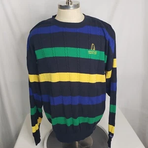 Tommy Hilfiger Golf Cable Knit Sweater Preppy Striped Sz XL Bishops Bay - Picture 1 of 5