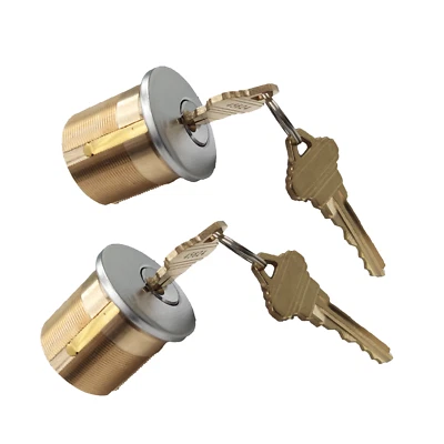 MOUNTPARTS 2Set Mortise Lock SC1 KD Cylinders Adams Rite 4Keys For Store Front Door Brass