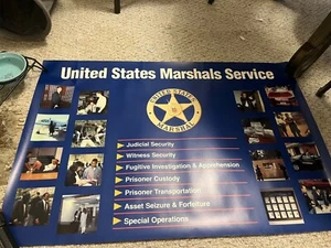 Vintage 80's/90's Official United States Marshal Division Poster - 35x24 - Picture 1 of 1
