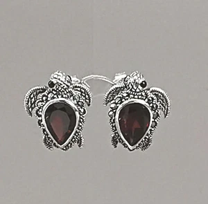 9927935 925er Silver Markasit-Ohrringe Garnet Wasser-Schildkröte 1, 6x2cm - Imagen 1 de 2