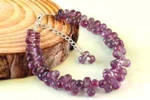 Rare Alexandrite 925 Sterling Silver Bracelet Teardrop Color Change Beads, 5-8mm - Picture 1 of 4