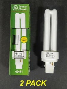 2x GE Biax D 13W CFL Fluorescent Globes Bulbs 2700K Warm White G24d-1 F13DBX/840 - Picture 1 of 3