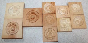 Lot of 10 Pine Wood Corner Block Molding Bullseye Rosette Different Sizes NEW - Picture 1 of 2
