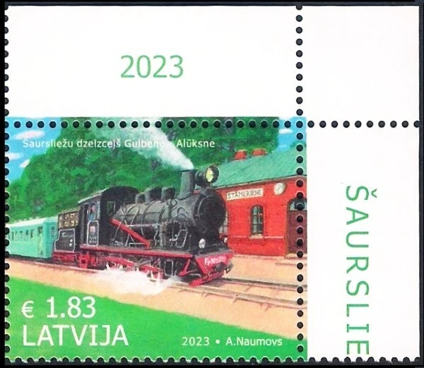 Letonia 2023 (17) Barranco ferroviario calibre estrecho - Aluksne 120 años (esquina) Foto 1 de 1