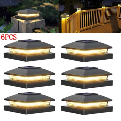 Paquete de 6 luces de tapa de poste solar para exteriores 4x4 impermeables LED para valla de cubierta Foto 1 de 4