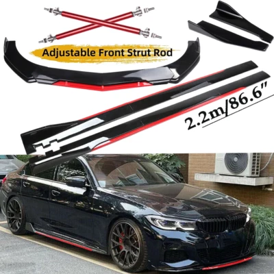 For BMW 320i 325i 330i Front Bumper Lip Splitter+Spoiler Side Skirt Bod Kit - Image 1 of 4