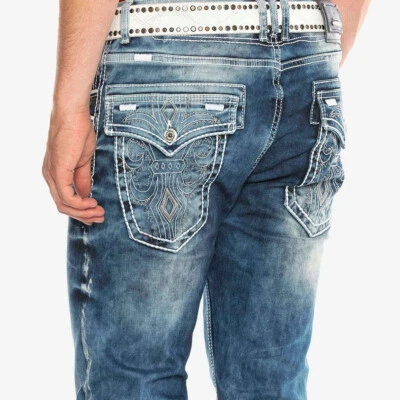 Pantalones de mezclilla Cipo & Baxx TYLER para hombre CD314 punto grueso corte recto todas las tallas Foto 1 de 4