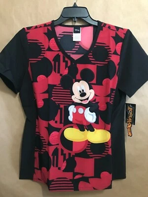 Cherokee Scrub Top M Tooniforms Disney VNeck Mickey TF677 MKYR NWT Free Shipping - Image 1 of 4