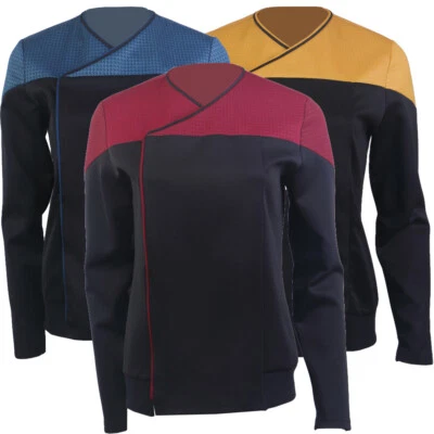 For Picard 3 Captain Red Uniforms Cosplay Starfleet Female Gold Blue Top Shirts - Image 1 of 4