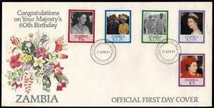 Zambia 1986 The 60th Birth Anniversary Of Queen Elizabeth II FDC - Mint - Picture 1 of 1