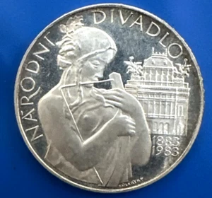 R 1983 Czechoslovakia NATIONAL THEATHER IN PRAGUE 500 Korun Silver PROOF Coin - Picture 1 of 2