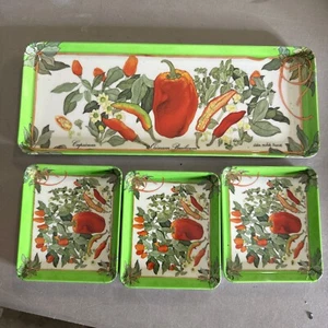 Vintage Melamine Set Of 3 RDE Imports- 5x5.5 Trays And - 15x6 Tray Made In Italy - Picture 1 of 8