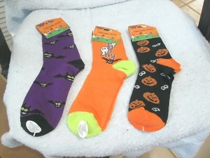 Juego de 3 pares de calcetines Halloween para mujer talla 9-11 nuevos con etiqueta - Imagen 1 de 1