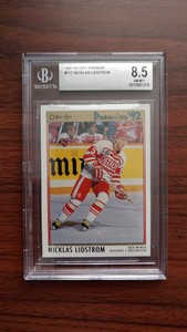 1991-92 O-pee-chee Premier #117 Nicklas Lidstrom Rookie Card BGS 8.5