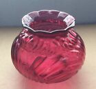 Vase rond/globe vintage gaufré rose/verre canneberge soufflé verre rond/globe