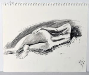 17" Vintage Pencil Drawing Young Woman Nude Body Sleeping Candace McCall XVIII - Picture 1 of 4