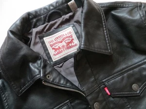 Levi's Leder Look Jeans Jacke Gr. S, Schwarz ! Trucker Leatherette Lederjacke ! - Bild 1 von 3