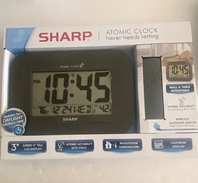 SHARP Atomic Jumbo Clock Never Needs Setting Wireless Outdoor Sensor - Image 1 of 4