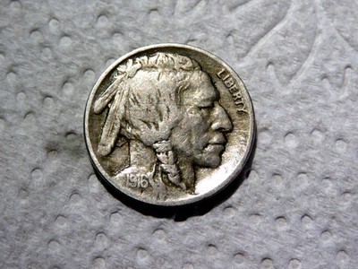 Nice Original 5/8 Horn & Full Liberty VF+ 1916p Buffalo Nickel K1 - Image 1 of 2
