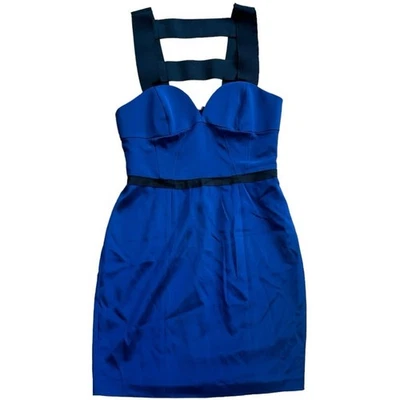 Nuevo con etiquetas Vestido Jay Godfrey Seda Azul Marino Y Negro Jaula Bodycon Para Mujer’s 4 Mini Falda Foto 1 de 4