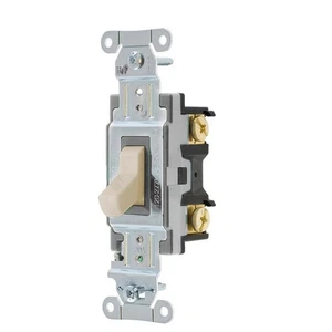 Hubbell Lt Almond 3-Way Commercial Toggle Light Switch 20A 120/277V CSB320LA - Picture 1 of 2